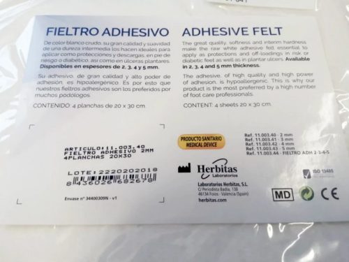 HERBITAS Fieltro Adhesivo samolepiaca plsť na prípravu reliéfu záťaže, 20 x 30 cm, 2 mm, 4 listy