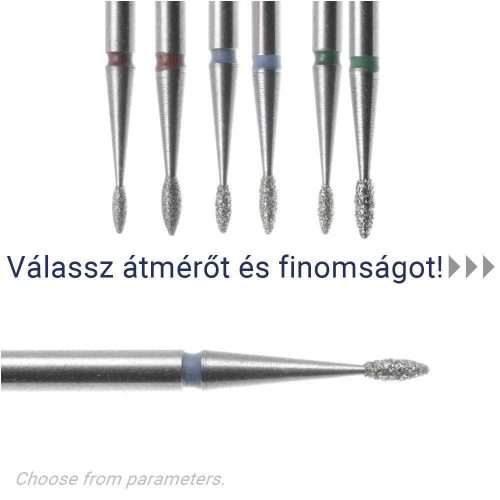 IQNAILS Diamantová fréza, kvapka, stredná, 1,2 mm
