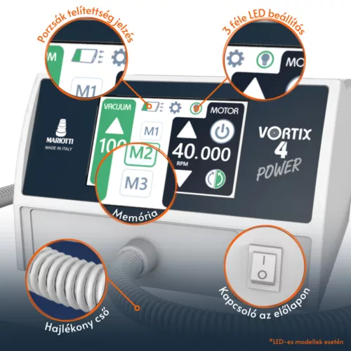 Pedicúrny prístroj Vortix 4 Power s odsávačom prachu, s 2 darčekovými vrecúškami na zachytávanie prachu